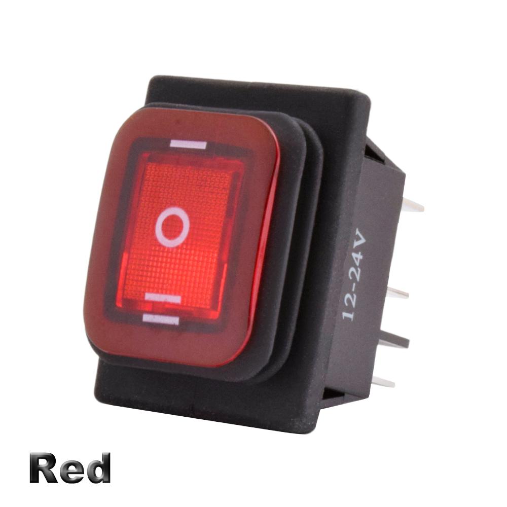 KCD4-203 Heavy Duty 16A 250VAC 30x22mm Waterproof Rocker Push Switch T85 IP65 6pin DPDT ON OFF ON 12V 220V Red Green Blue Light