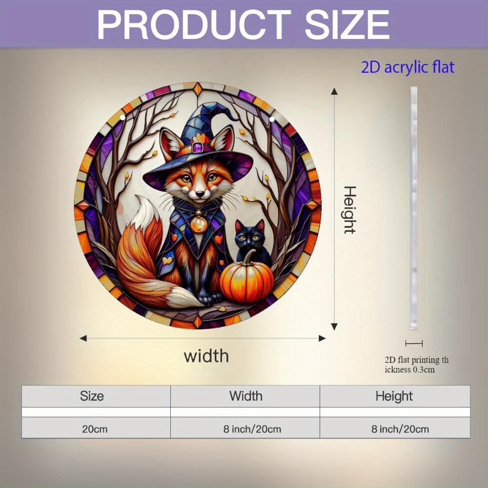 2D Flat Halloween Acrylic Vibrant Fox Wearing Witch Costume Ornaments, Suitable for Holiday Home Decoration,