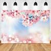 Frühlingsrosa Blumen Hintergrund Glitzer Licht Bokeh Floral Kirschblüte Neugeborenes Baby Porträt Fotografie Hintergrund Fotostudio