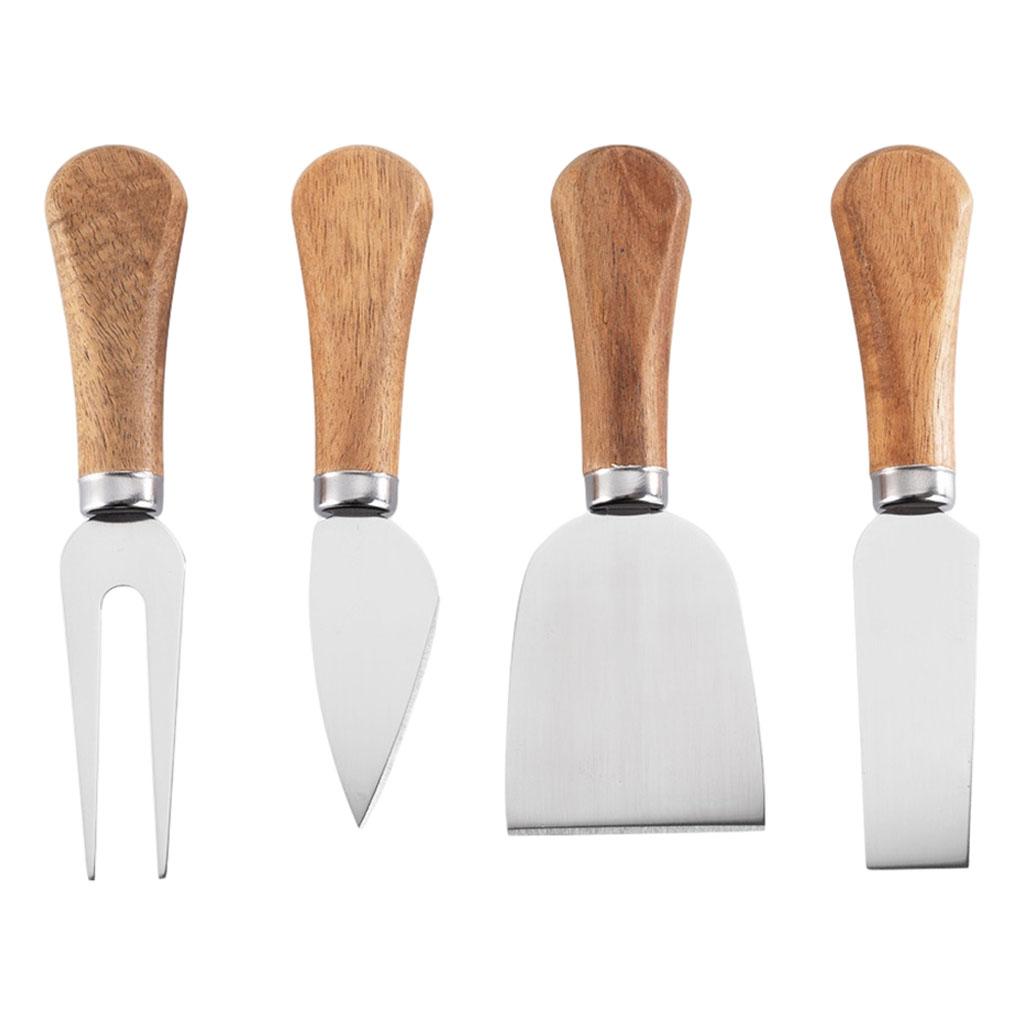 Cheese Knives Set Stainless Steel Wood Handle Mini Cutlery Kit for Kitchen Party Serving Tableware