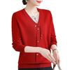 2025 Trendy Mom's Stylish Knit Cardigan: Spring/Fall Fake Two-Piece for Middle-Aged & Elderly Women