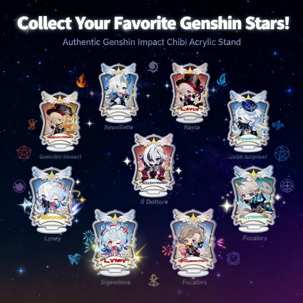 Portachiavi Acrilico Genshin Impact Merchandising Ufficiale Disponibile Ora Personaggi Furina Lyney Neuvillette Accessori Qualità Premium