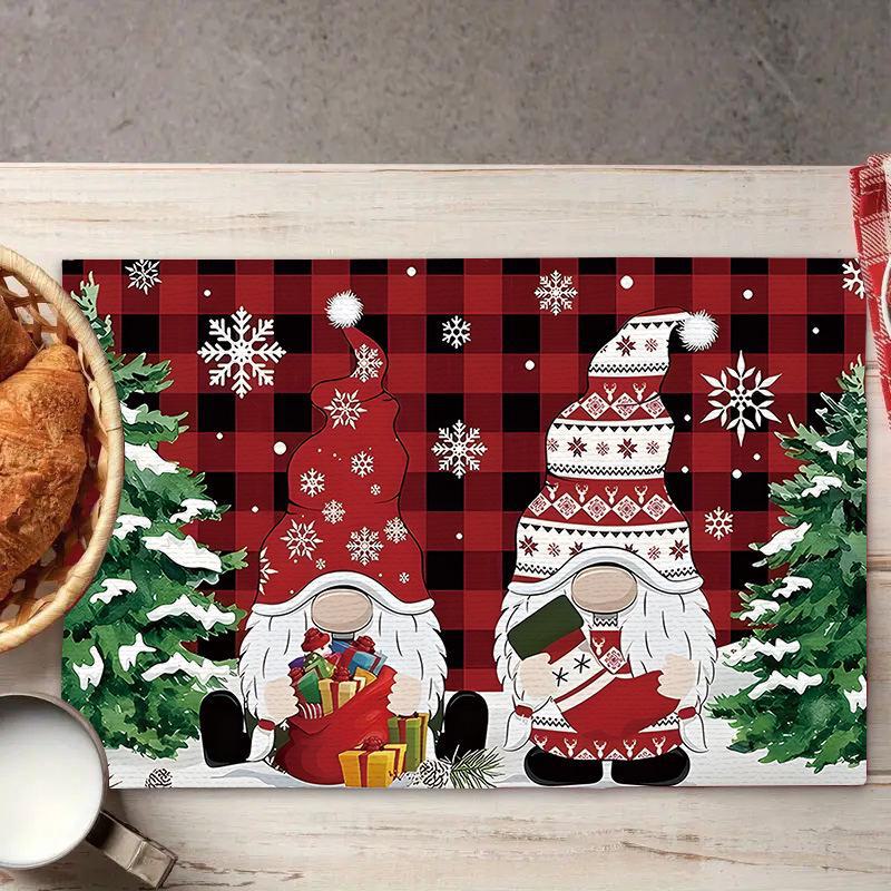 2024 Fete de masă din in de Crăciun - Decor de sărbători festive, izolate, design imprimat