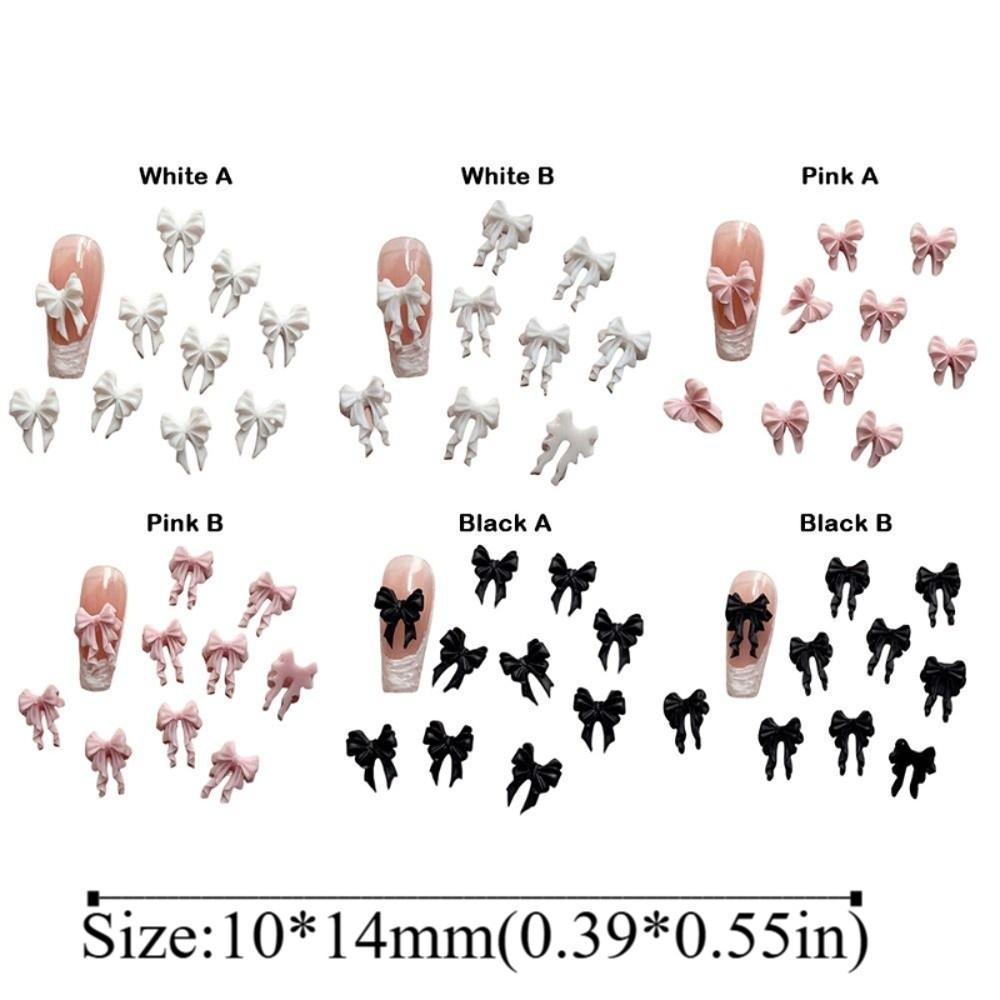 30PCS Multiple Colors Fairy Waved Pearl Bowknots Resin Material Minimalist Design Resin Nail Art Charms Bowknot Shape