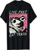 Live Fast, Eat Trash Funny Retro Raccoon Opossum T-Shirt