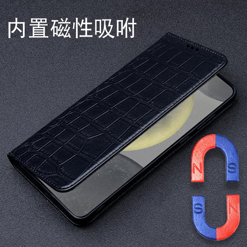 Luxury Genuine Leather Wallet Business Phone Case For Samsung Galaxy S24 Ultra Plus Cover Credit Card Money Slot Cover Holster