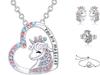 Unicorn Necklace, Cute Colorful Diamond Accessories Necklace Gift