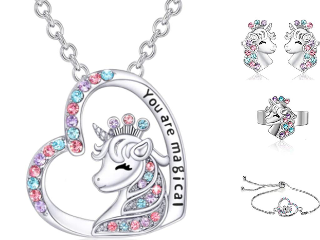 Unicorn Necklace, Cute Colorful Diamond Accessories Necklace Gift