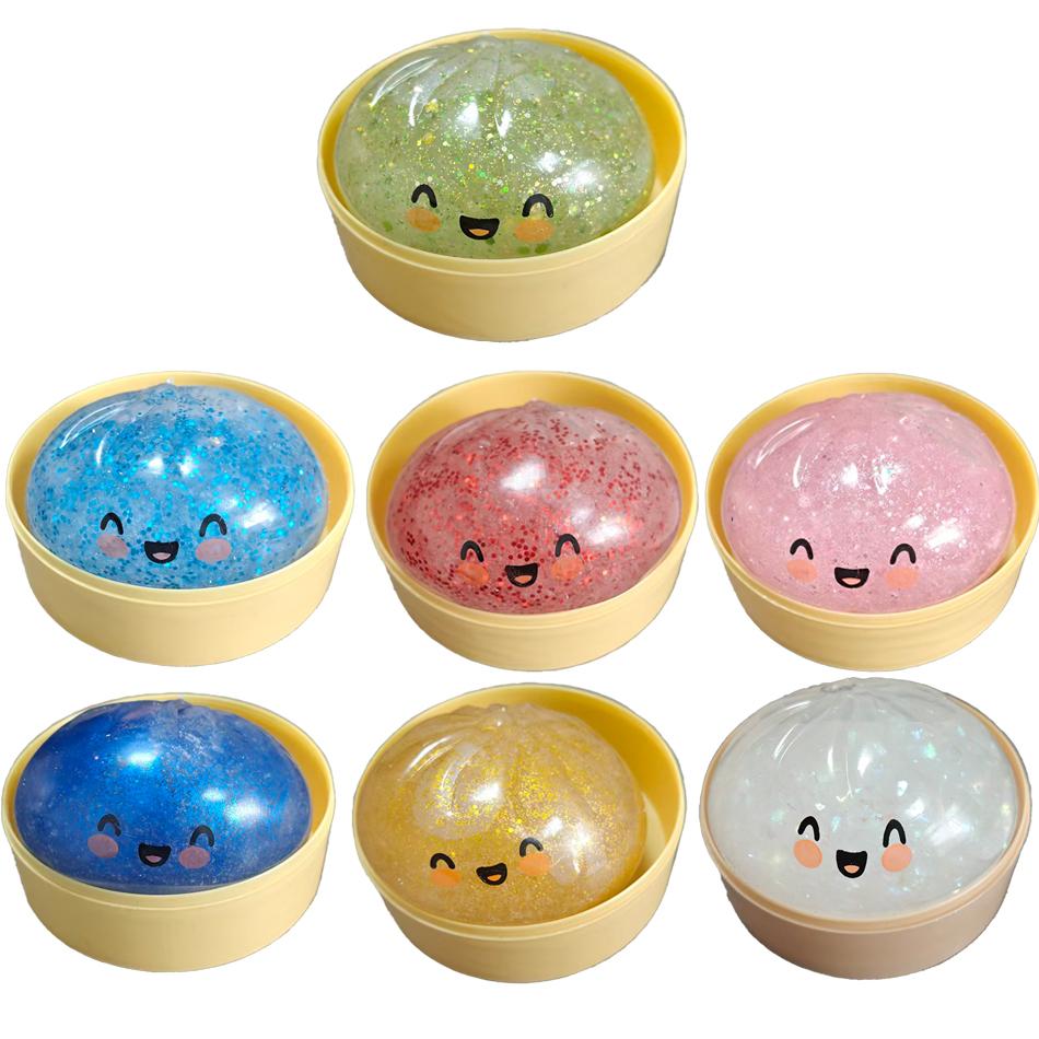 Stress Giant Dumpling Squishies Bun Toy, Slow Rising Glitter Dumpling Stress Ball, Stress Relief Fidget Toy for Home Office toys