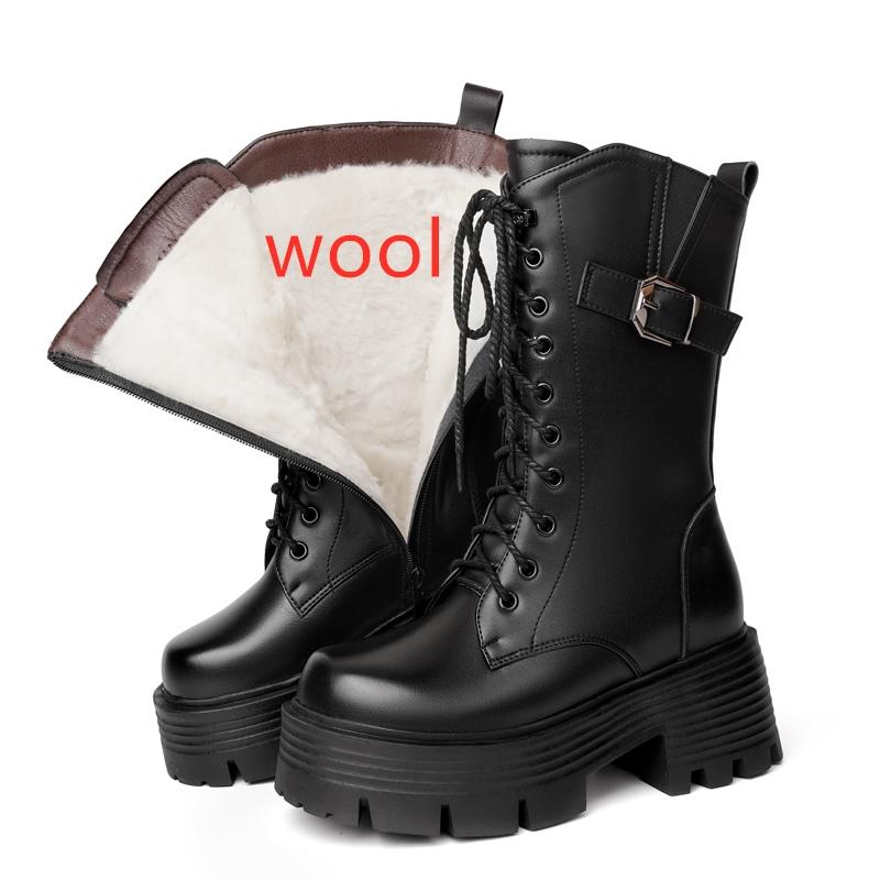 

Женские ботинки большого размера из натуральной кожи, толстая шерсть, теплые зимние ботинки в стиле милитари, женские зимние ботинки в британском стиле 38