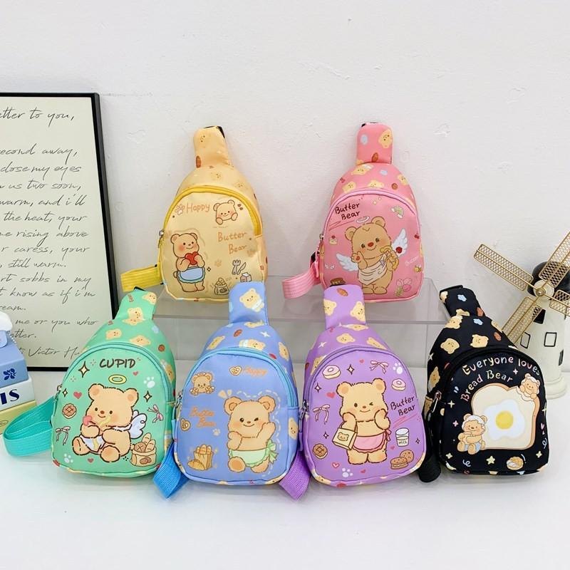 Printed Bear Butterfly Shoulder Crossbody Chest Bag Kids Cartoon Outdoor Gifts