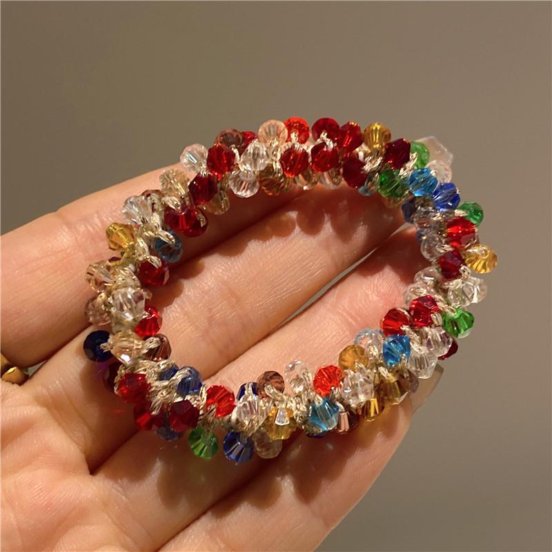 

1 шт. разноцветные бусины резинка для волос женская эластичная веревка для волос простые резинки для волос держатели для хвостиков для женщин аксессуары для волос разноцветный