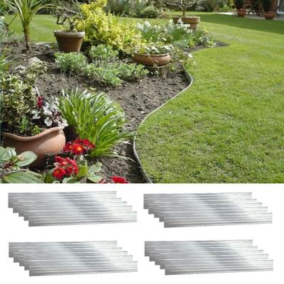 Garden Border - ICH-ZAPFE.DE - Height: 14 Cm, Length: 5 M - Grey - Metal - Green
