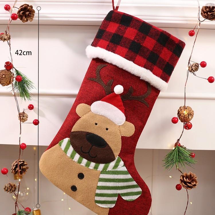Cute Claus Santa Snowman Elk Socks Shaped Pendant For Christmas Decoration