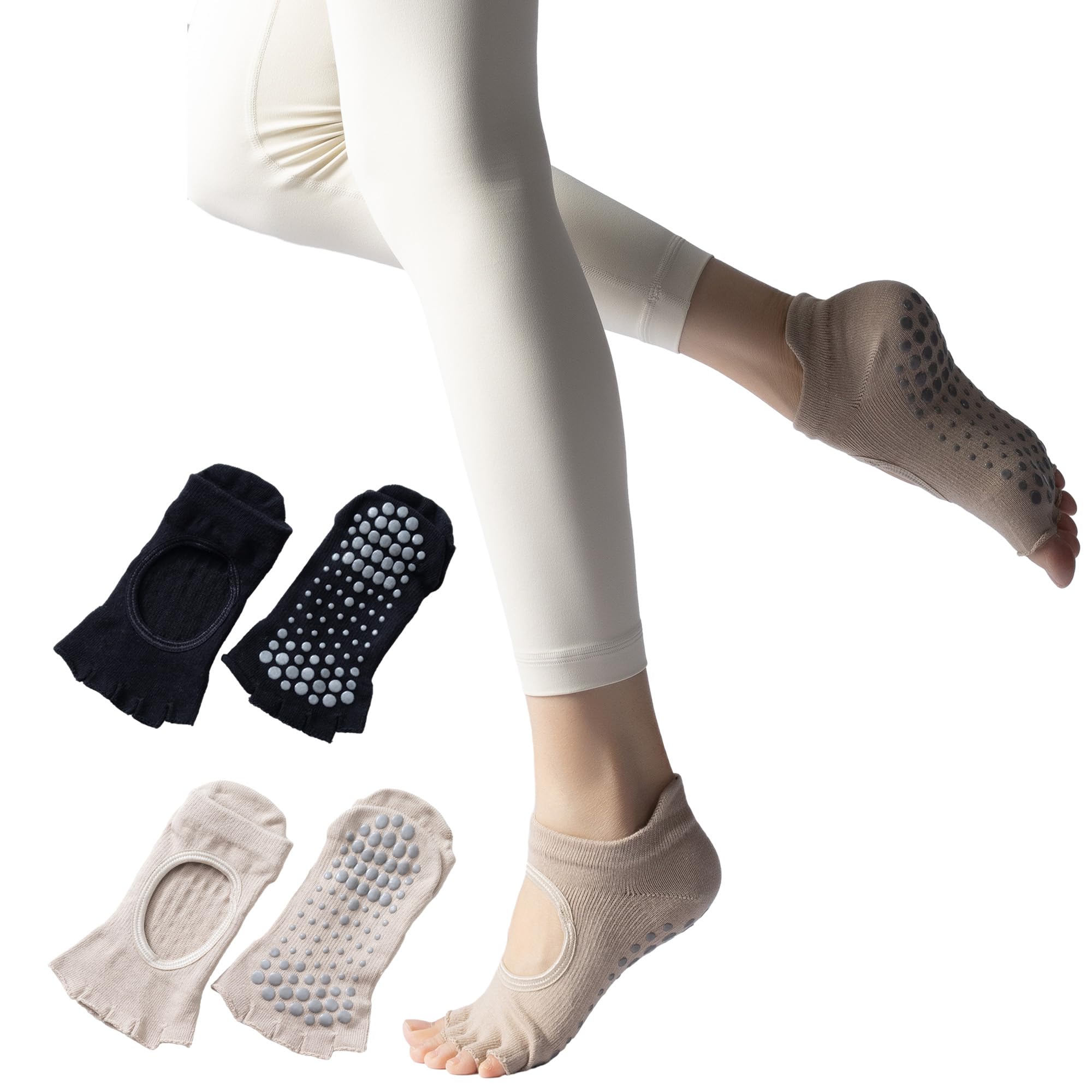 

GOKEI Yoga Supervised by a Pilates Two Grip Open Toe Women s Five-Toe Socks, Instructor, Pairs, Non-Slip, Antibacterial, Odor-Resistant, Socks, Socks,