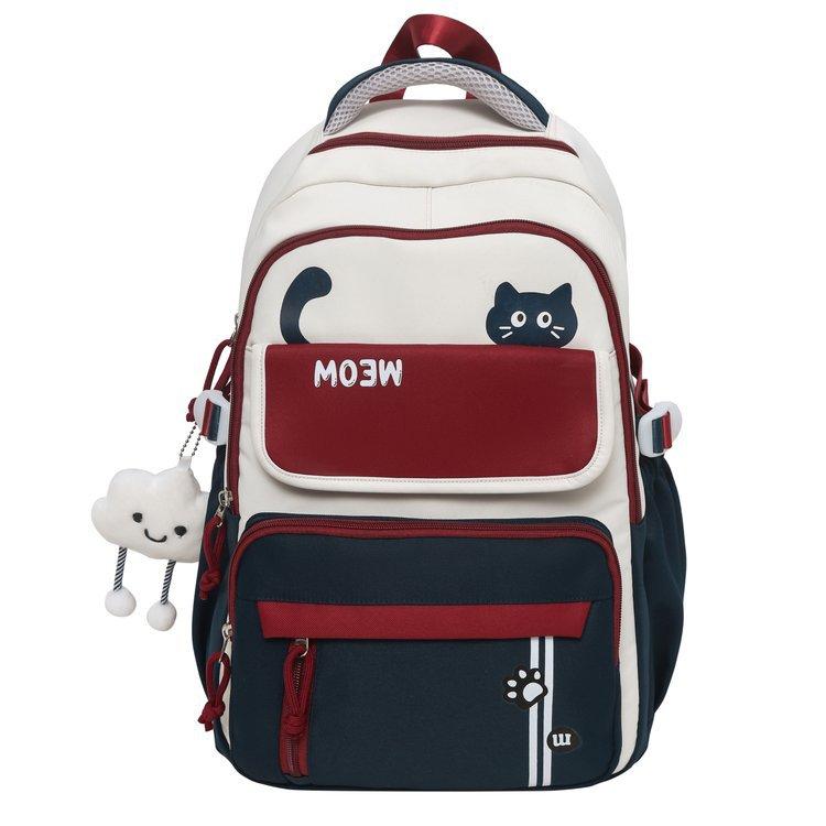 Cute Cat Backpack Female Junior High School Student Large Capacity Computer Travel Backpack High School Student Schoolbag Tide