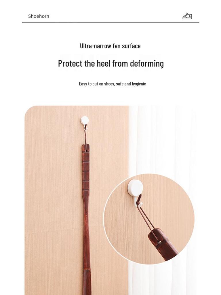 Long Handle Solid Walnut Shoehorn - Wooden Shoe Lifter for Easy Use Without Bending