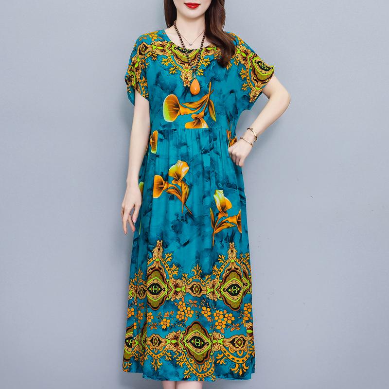 

Повседневные женские платья больших размеров, винтажная одежда, элегантное длинное платье с коротким рукавом 5XL