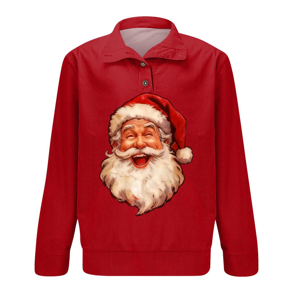 Męska koszula sztruksowa zapinana na guziki z nadrukiem świątecznym