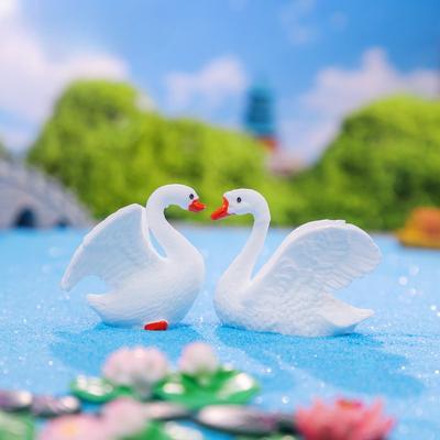 Simulated White Swan Animal Figurines Moss Ecological Bottles Rockery Decoration Accessories and Small Ornaments