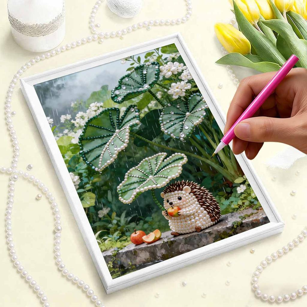 5D Frameless Pearl Painting Cute Hedgehog Diy Handmade Sticky Diamond Creative Canvas Art Painting Bedroom Decoration Living Room Hanging Painting