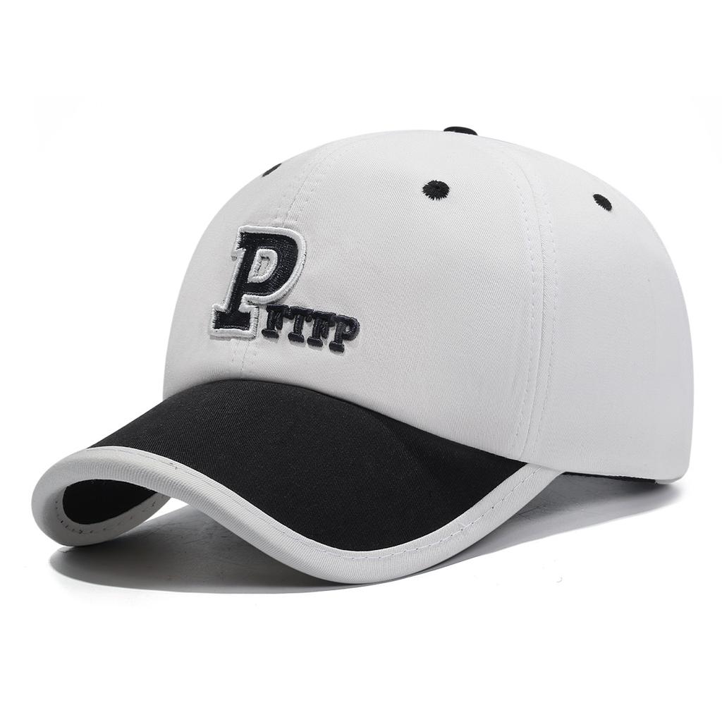New Four-Season Short-Brim Letter Color Block Casual Baseball Cap Breathable Duckbill Soft-Top Sun Hat for Men and Women Outdoor