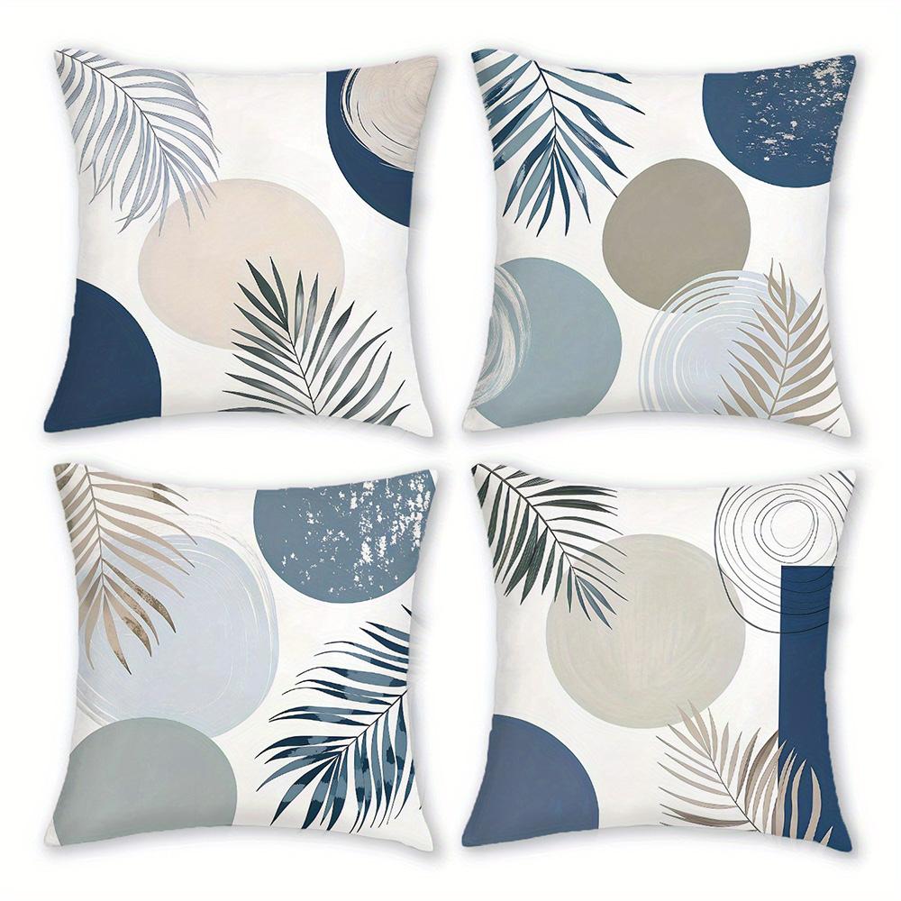 Bohemian Palm Leaf Double-sided Printed Pillow Cover Short Plush Suitable Living Rooms Bedrooms Sofas Throw Cushion Cover