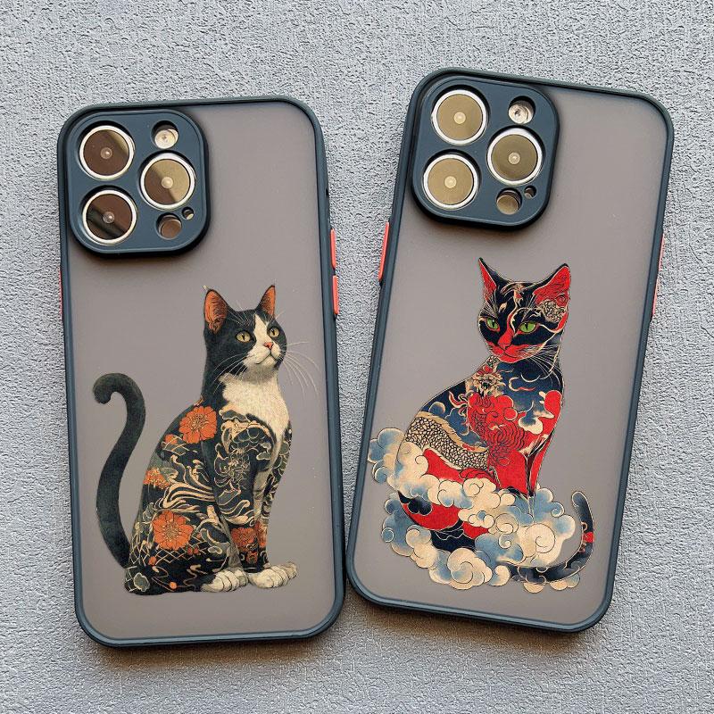 Japanese-style Colorful Cat Design Phone Case For iPhone 16 15 14 Pro Max Plus 11 12 13 Mini Pro Max XR X XS 7 8 SE2 Back Covers