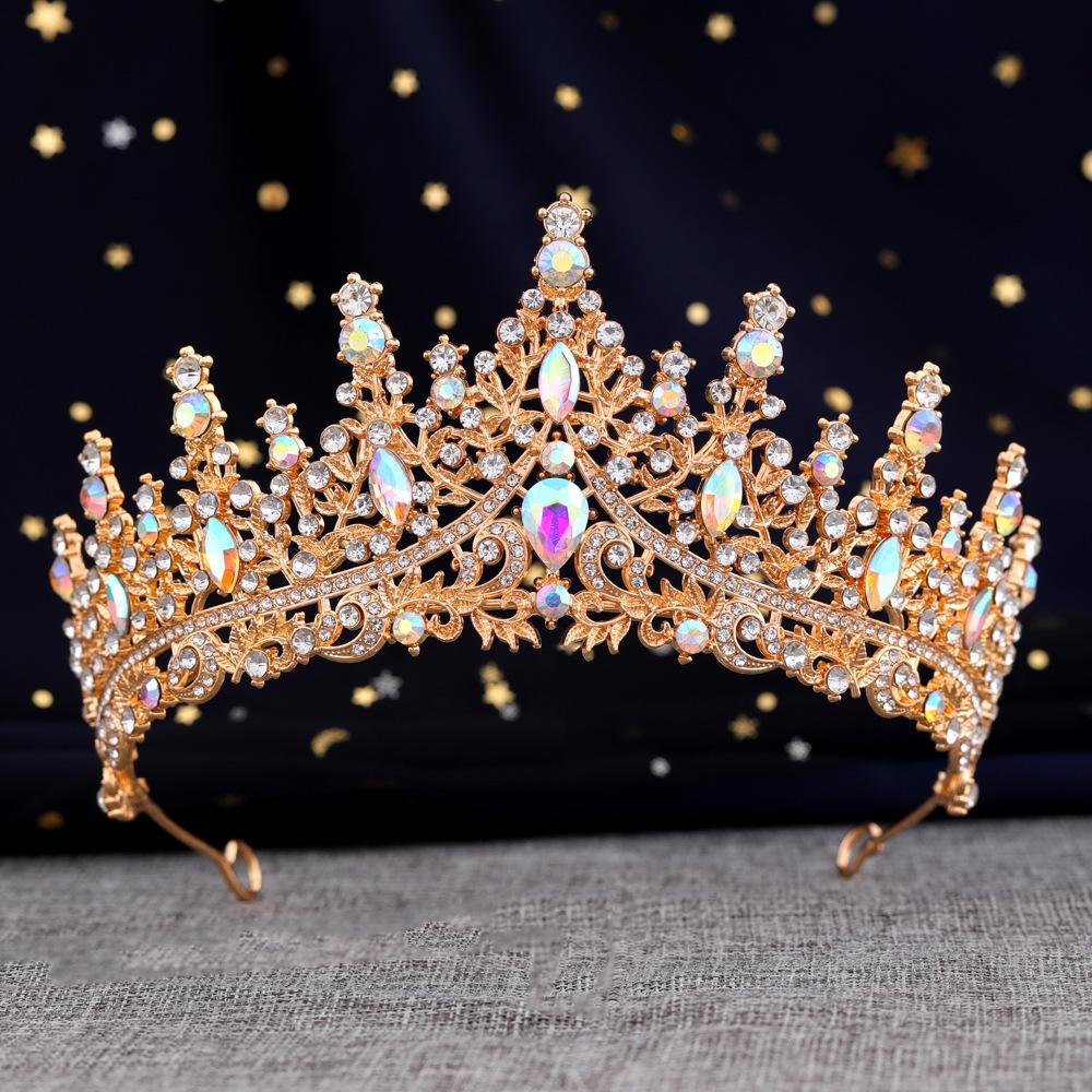 

Корона тиара невесты премиум принцесса корона цветной кристалл королева тиара корона барокко свадебная повязка на голову
