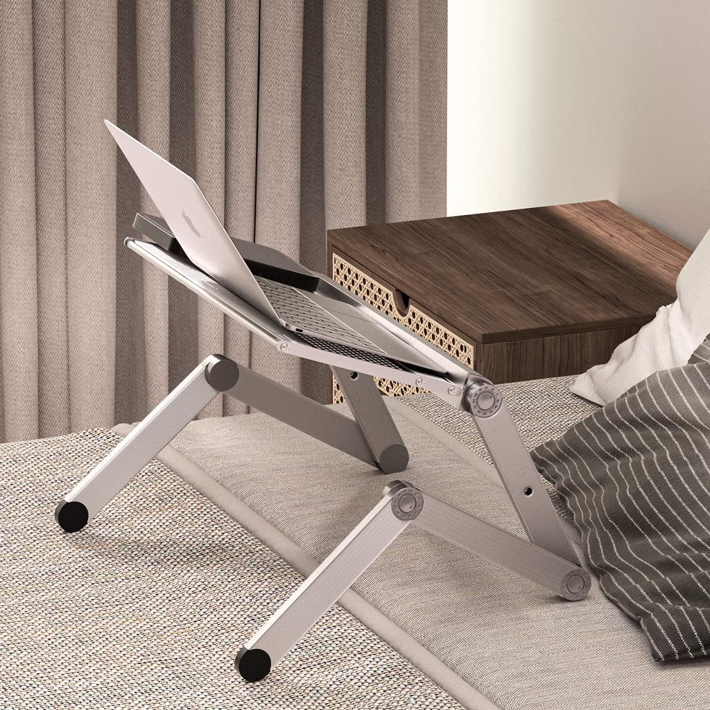 Powseed Laptop Aluminum Folding Lap Desk for Compatible with 16 Inches and PC Load Capacity Rust Proof Adjustable Joint Mouse Comes with Ventilation