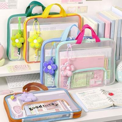 Horizontal Subject Classification Bag Student Tote Bag Multi-layer Test Paper Bag  High-value Portable Zipper Bag Tutoring Document Bag