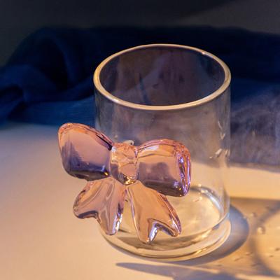 Elegante Transparente Rosa Schleife Champagnerkelche Wasserbecher 300 ml 10 oz Schönes Schleifenglas für den Valentinstag
