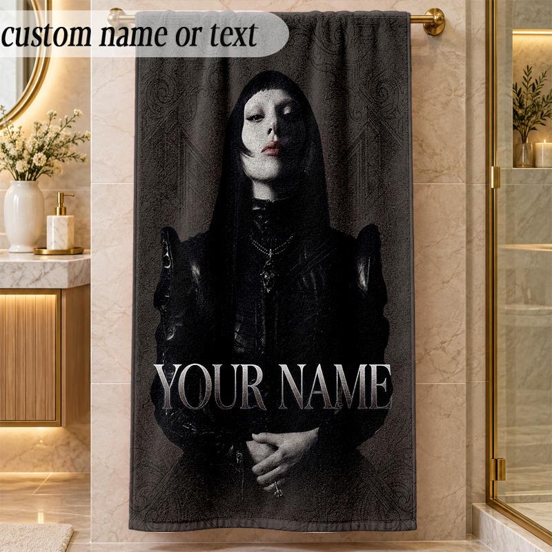 Beach TowelLady Gaga Custom Name Text Personalized Soft Towel for Beach Pool Indoor Home Decor Gift