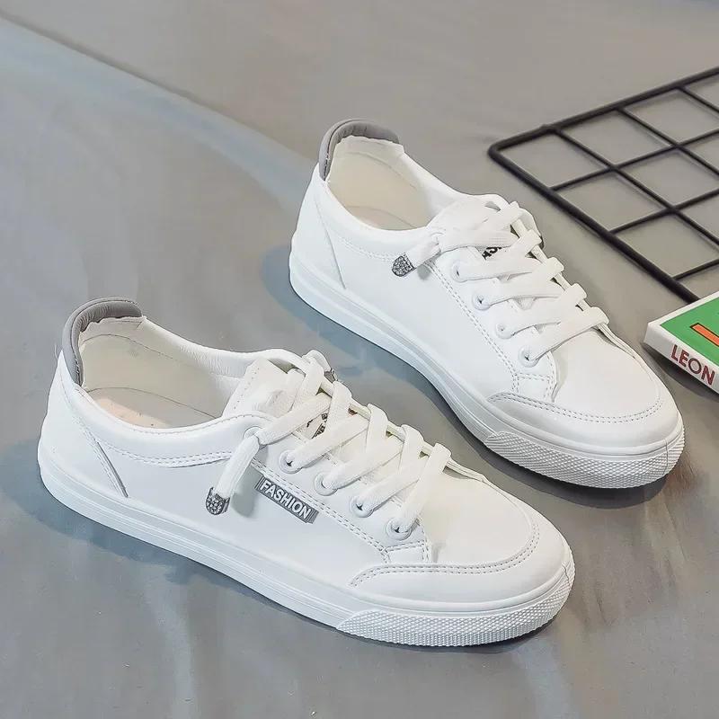 Outdoor Walking Trainers Women Running Shoes Summer White PU Leather Lace-Up Breathable Jogging Casual Sneakers De Mujer