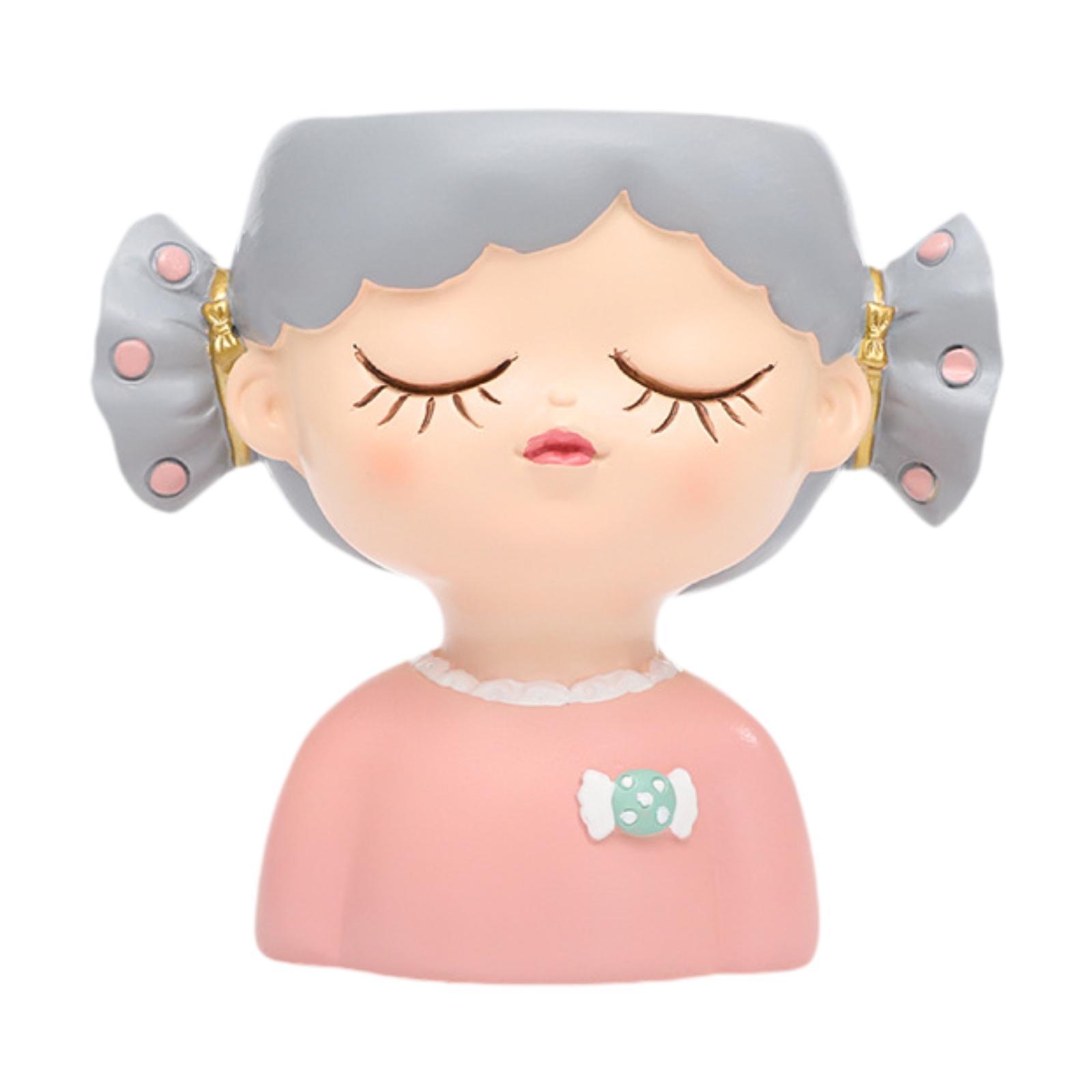 Смоляная статуэтка Фигурка Украшение Девочка Цветочный горшок для Рабочего стола Сада Кухни