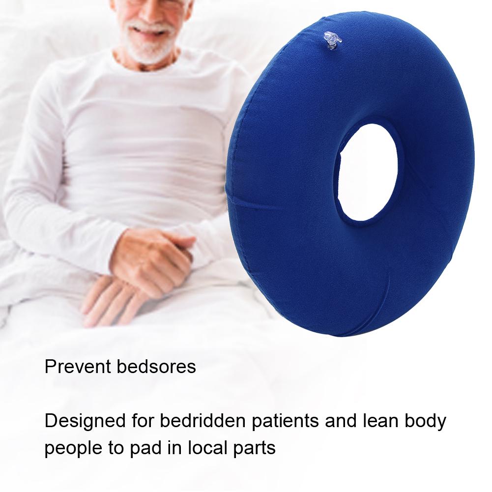 Anti Bedsore Cushion Round Shape Breathable Inflatable Cushion for Bedridden Patient (Blue)