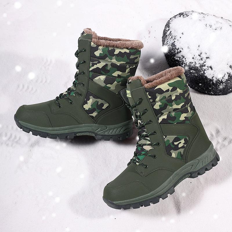 Camouflage Couple Snow Boots: Warm, Cold-Proof, Plus Velvet for Outdoor Hiking and Mountaineering.