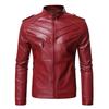 Autumn and winter new business gentleman thermal zipper cardigan PU leather jacket stand-up collar leather jacket