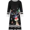 QICED Women's Christmas Printed 3/4 Sleeve Round Neck Casual Dresses
