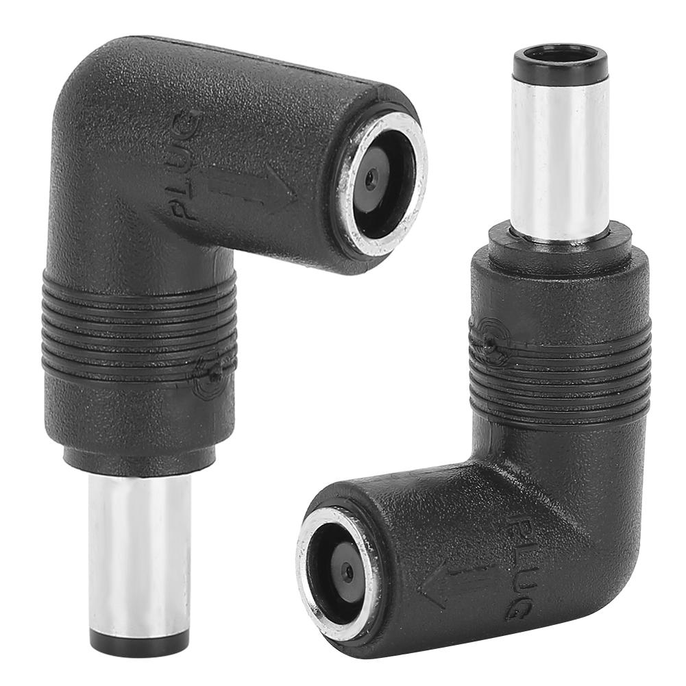 2Pcs Female to Male Adapter Black for HP Dell Straight to Elbow 7.4 x 5.0mm to 7.4x5.0mm