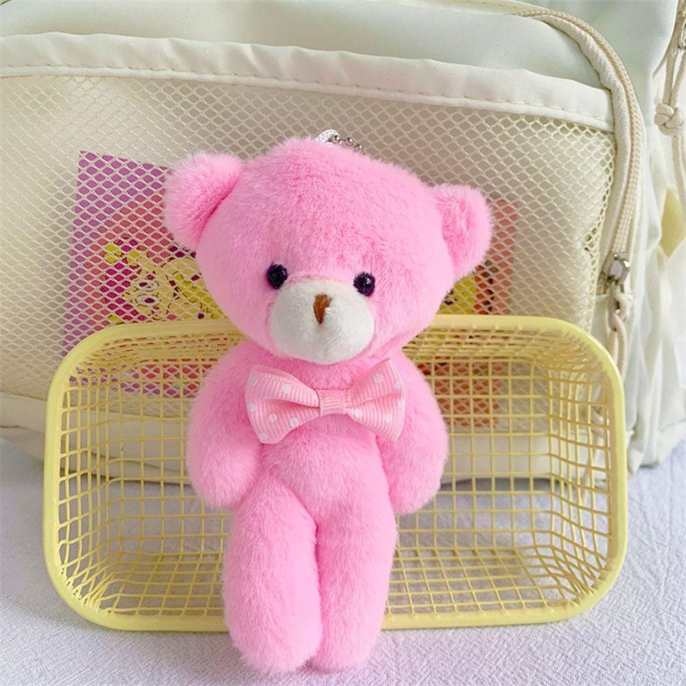 Animal Bow Bear Doll Keychain Stuffed Animals Bear Bag Pendant Home Desk Decor