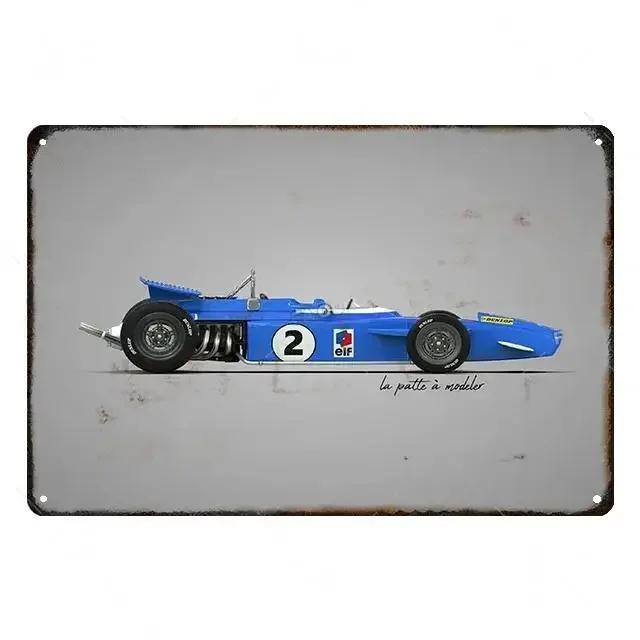 F1 Racing Posters Vintage Metal Tin Signs Decor World Famous Cars Retro Decorative Tin Sign Auto Club Pub Bar Room Wall Art