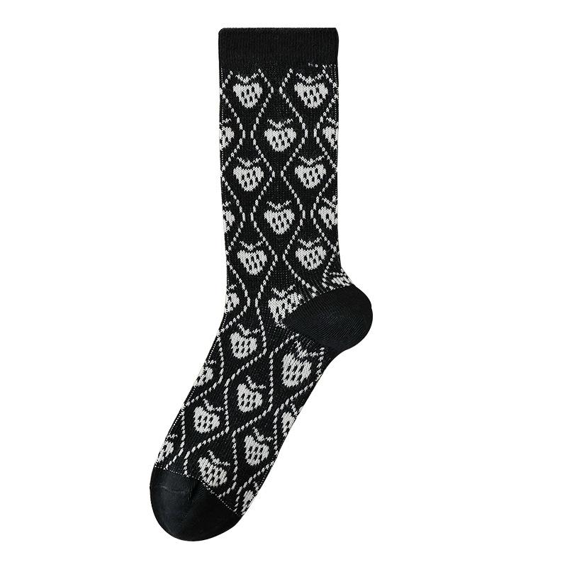 Retrofarbene High-Top-Socken für Damen im Herbst und Winter und Mid-Top-Socken aus gekämmter Baumwolle für Damen im Frühling und Herbst