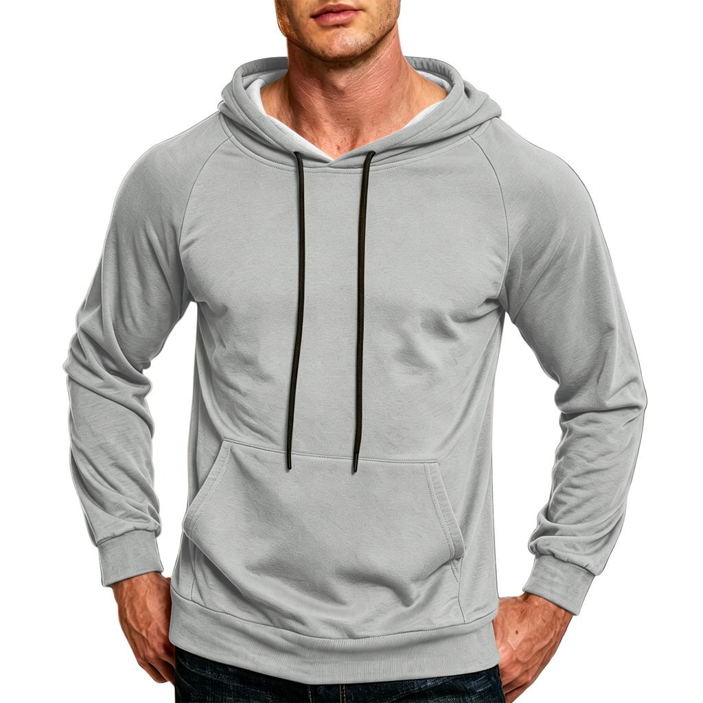 Men's Color Loose Fit Casual Hoodie with Pocket and Drawstring