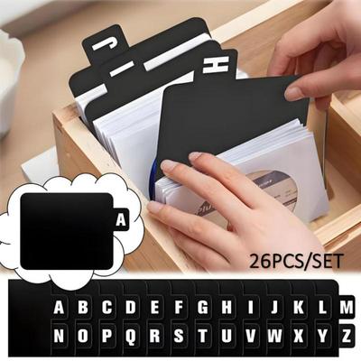 26 ks Organizérů/Přepážek na CD/DVD/Vinylové desky Abeceda A-Z Separátor pro ukládání hudebních alb, Kancelář, Domov, Úspora místa