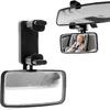 360° Curved Car Mirror Without Dead Angle, Clip-On Wide-Angle Convex Facing Car Seat Mirror with Clamping Arm, Adjustable HD Glass Backseat Rear