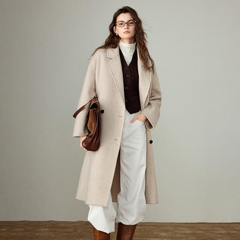 Chuyu Women's 2025 Winter Luxury Camel Wool Blend Long Overcoat