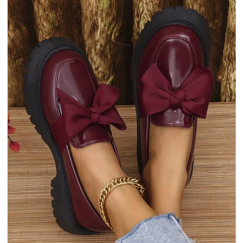 

Модные лоферы на платформе в британском стиле для женщин, больших размеров, с круглым носком, одинарные туфли, женские туфли на толстой подошве из искусственной кожи, туфли Мэри Джейн 43 вино красного