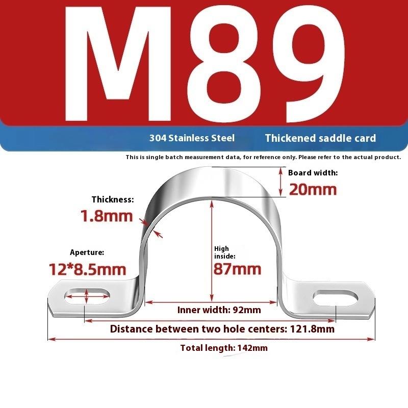 Zesílená U-třmenová sedlová svorka Nerezová ocel Koňský hřbet Drátěné hrdlo Obruč Klipy pro upevnění kabelů Použitelné pro potrubí OD 8-200 mm