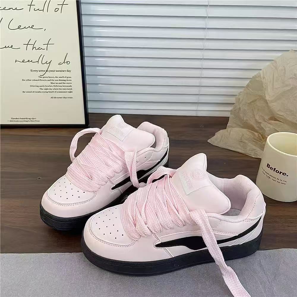 Light yellow color matching simple niche bread shoes ins trendy spring new student board shoes